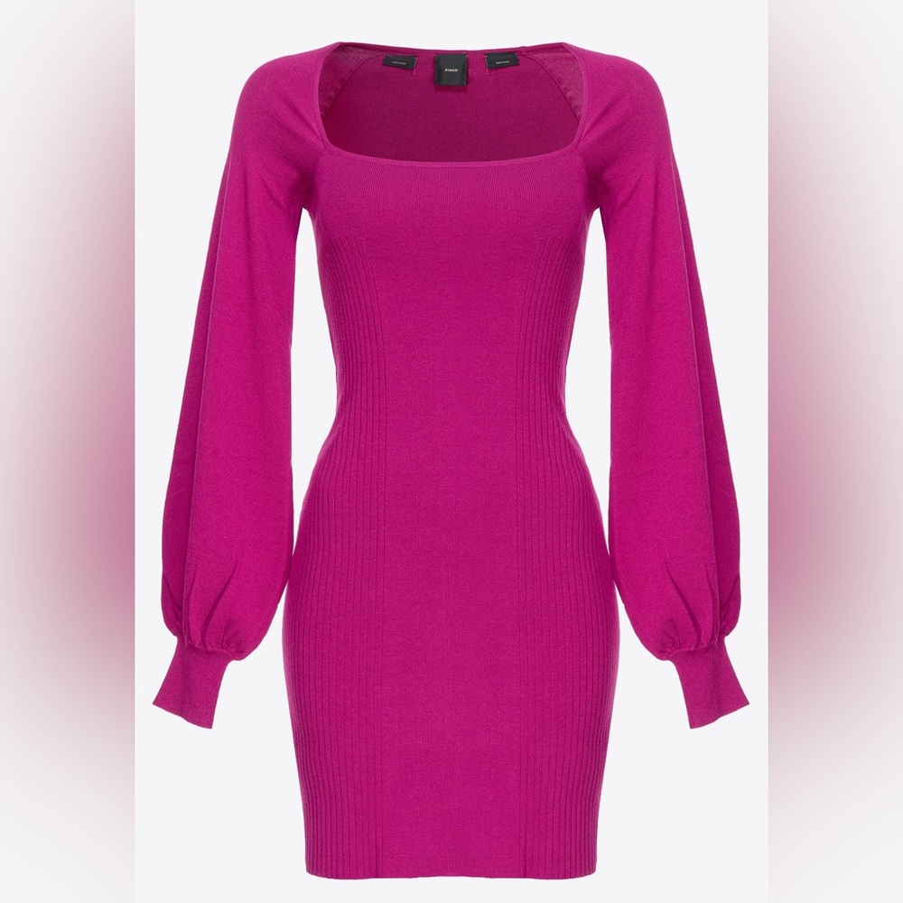 PINKO fitted knit dress in magenta, plus size, size XL.